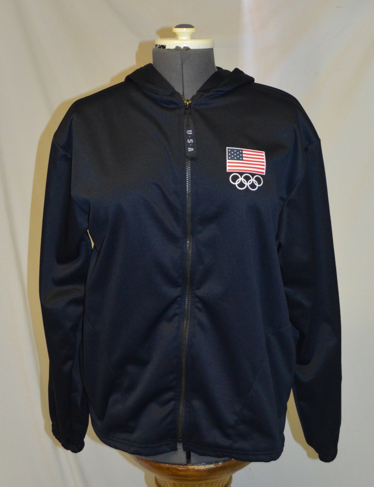 US Olympic Committee Vintage Navy Blue Athletic Hoodie Jacket size L