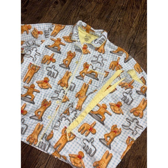 Vintage Y2K Nick & Nora gingerbread men 100% cotton pajama set M