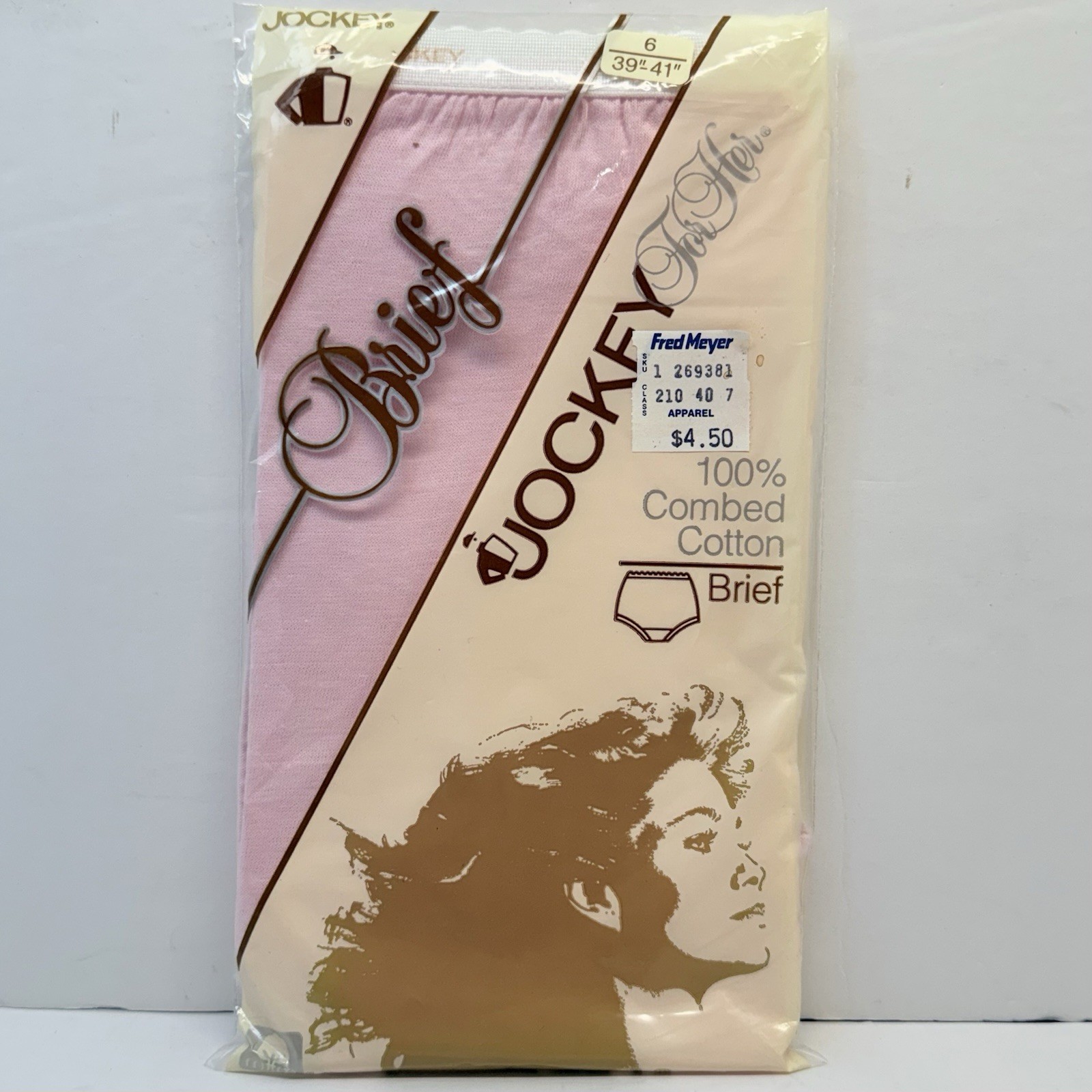 Vintage 1984 Jockey For Her Brief Panties Pink Size 6 NOS Sealed Cotton USA