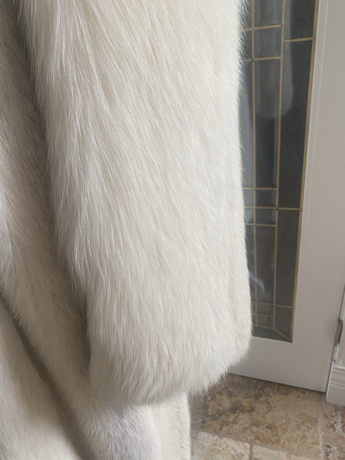 Winter White Full Length Female Mink Coat/Fox Tux Front And Sleeves /W Mink Hat
