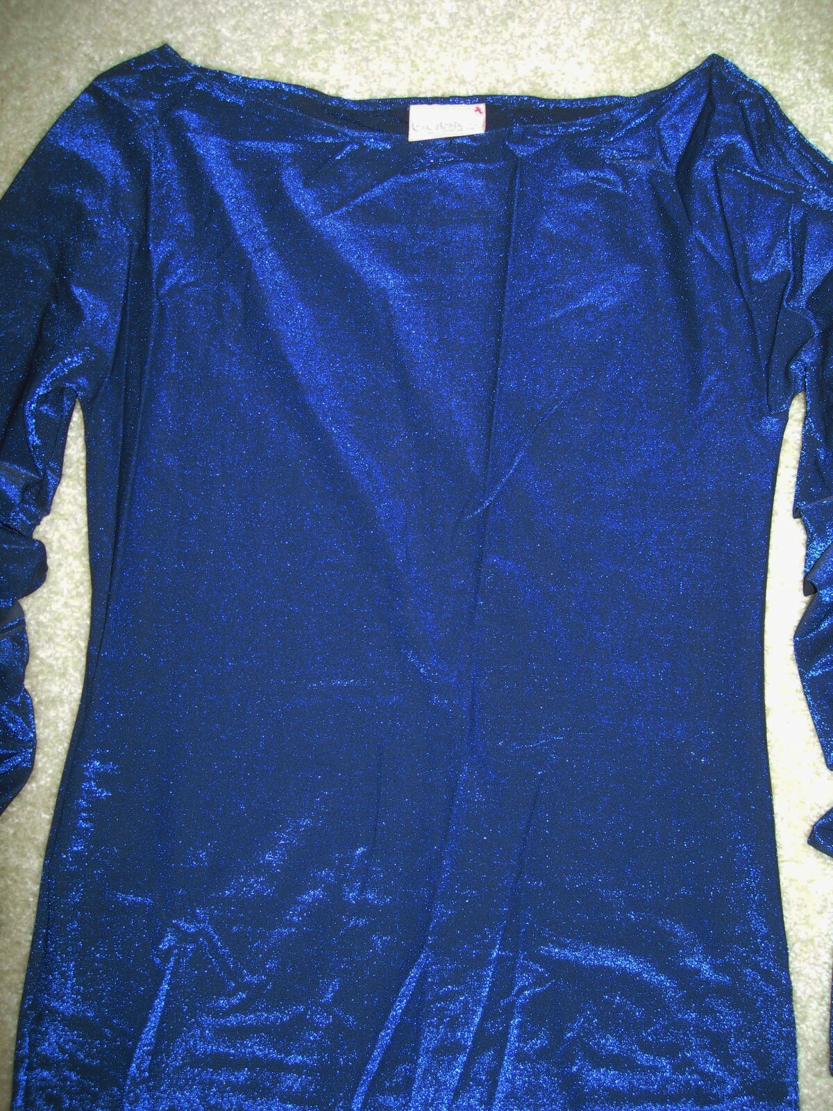Vintage BYBLOS Blue Metallic Glittery Knit Cocktail Gown Dress XS IT 38 GLAM!