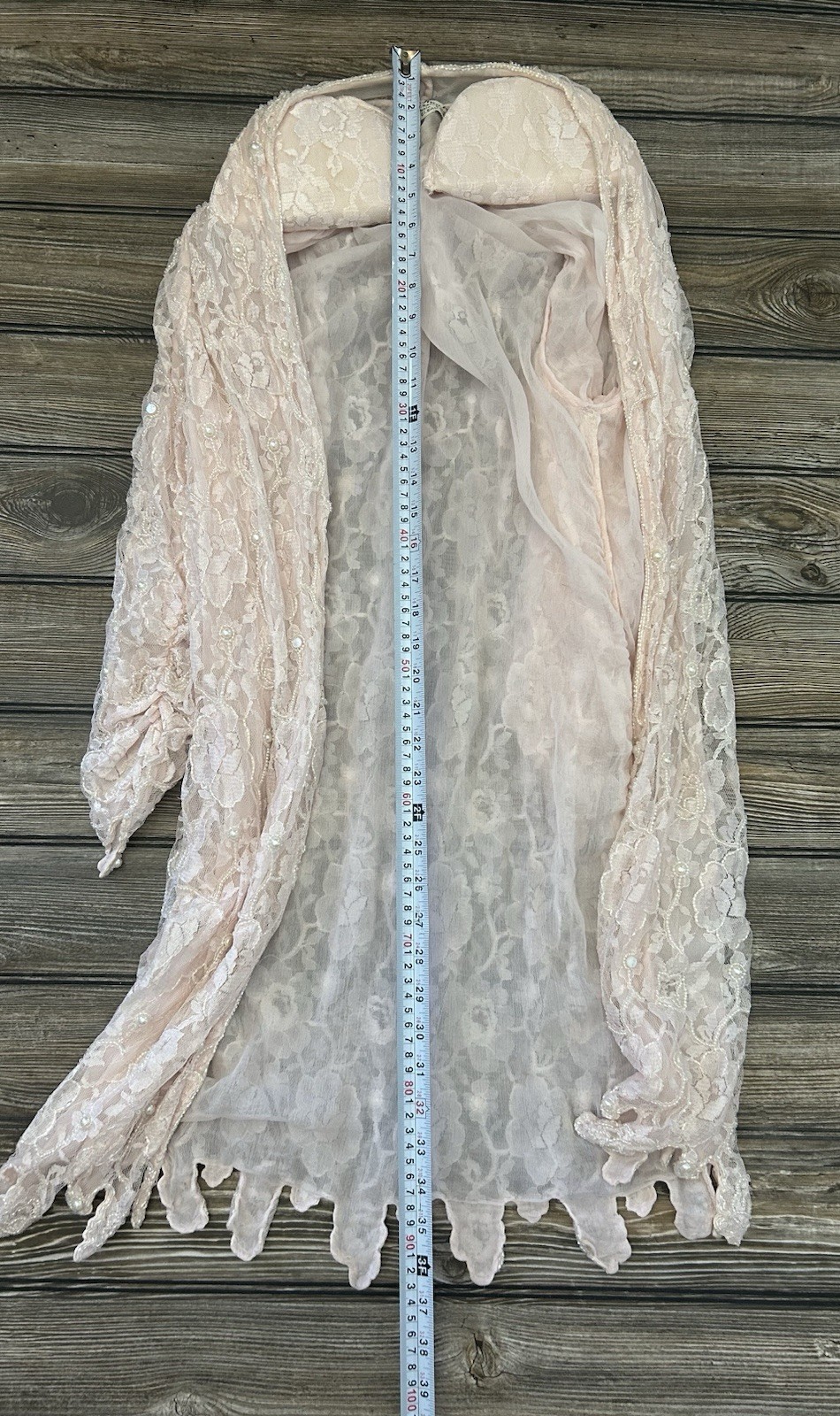 Vintage Judith Ann Plus Creations Beaded Sequin Lace Blush Pink 2 Piece 16-18