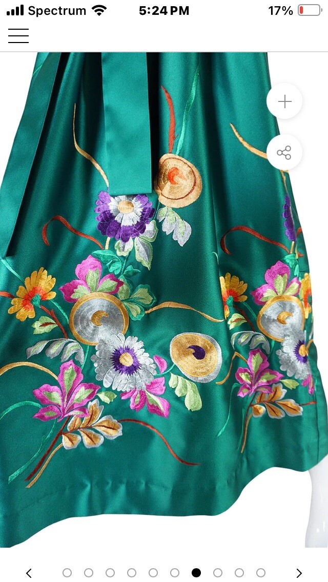 1960s Teal Green Emerald Embroidered Silk Dress Size 10 Charlottes-West Of Akron