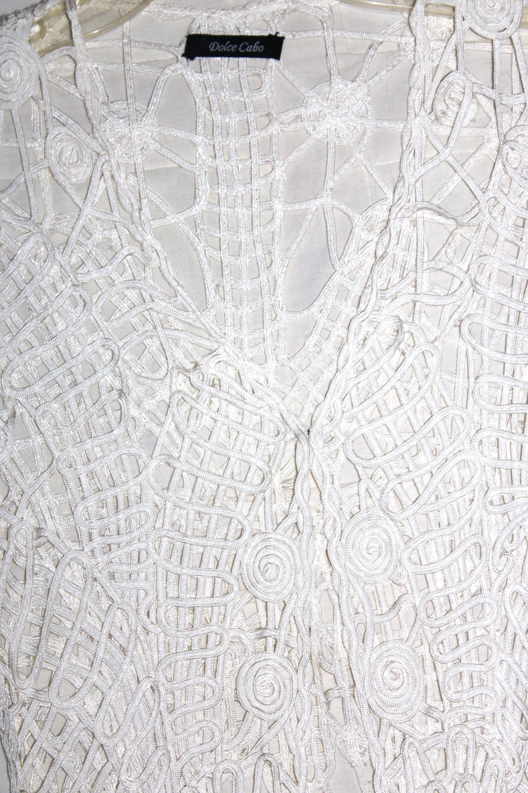 Dolce Cabo Ribbon Jacket Duster Style Open Weave White Medium