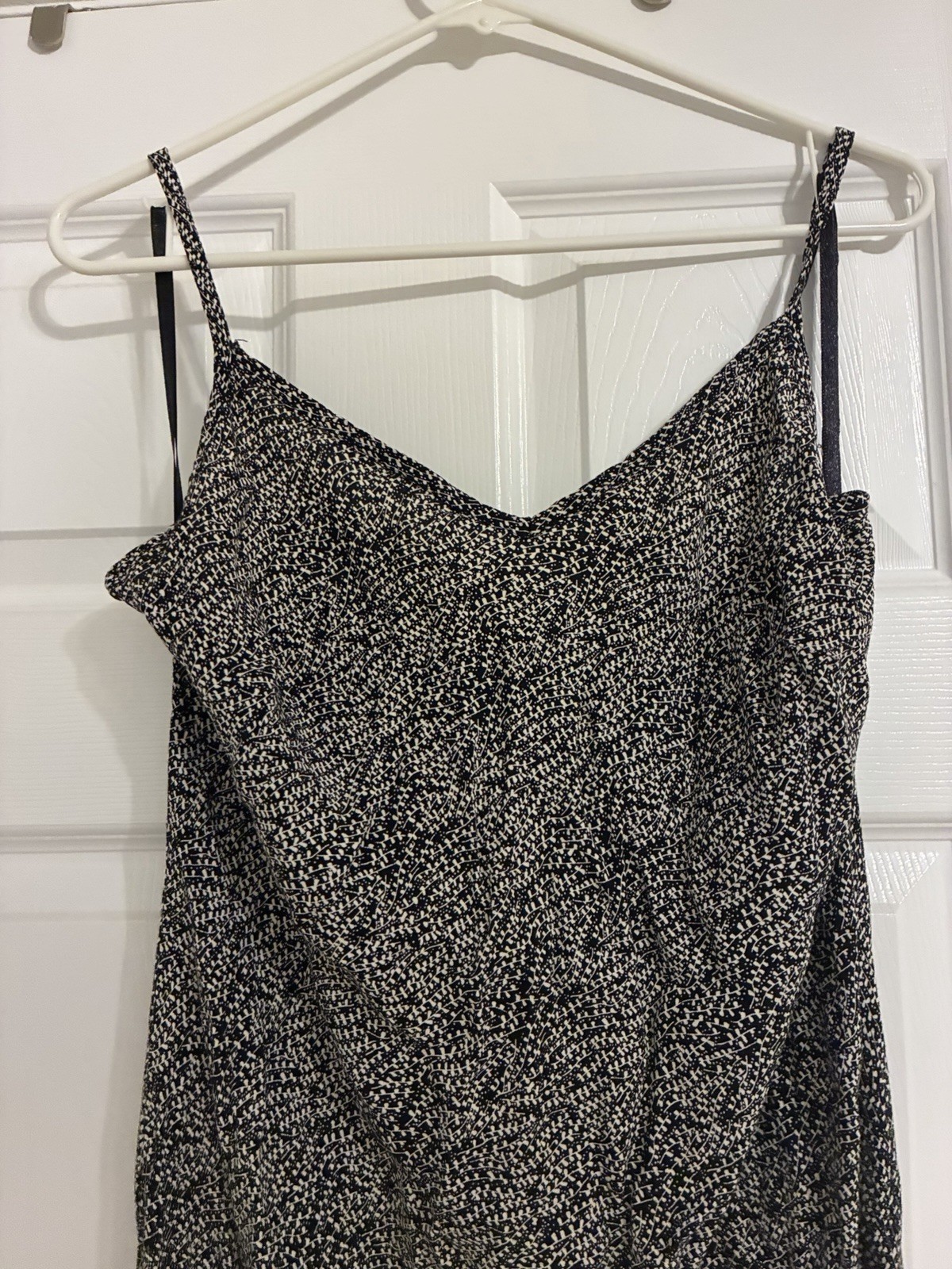 Vintage 2001 GAP Rayon Abstract Print Dress Size 14 Y2K Black White