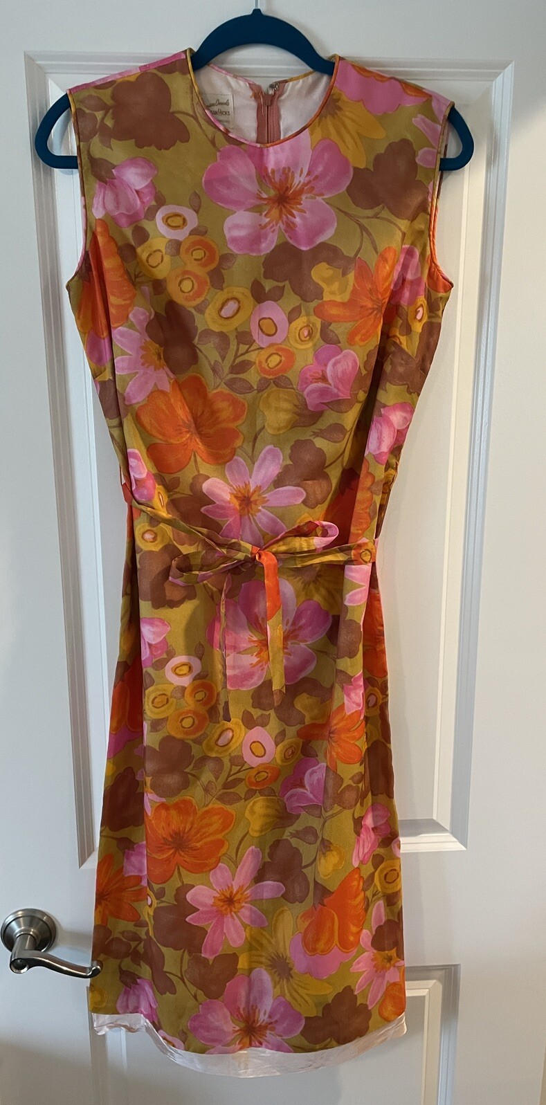 Vintage Stan Hicks Hawaiian Dress Silk Pink orange