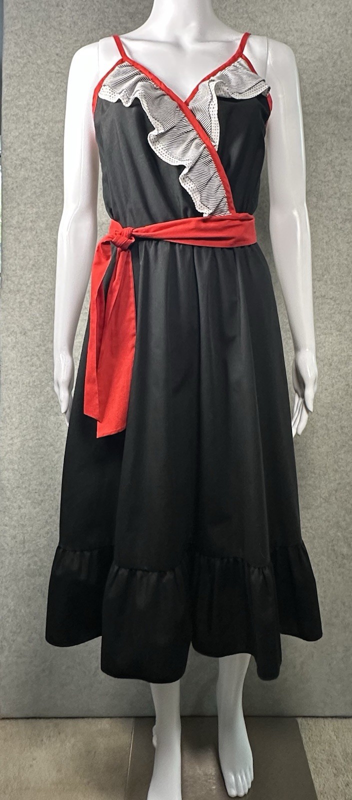 JCPenney Vintage 1983 Catalog Ruffle Sun Dress 80’s Black Sleeveless XS S 0 2 4