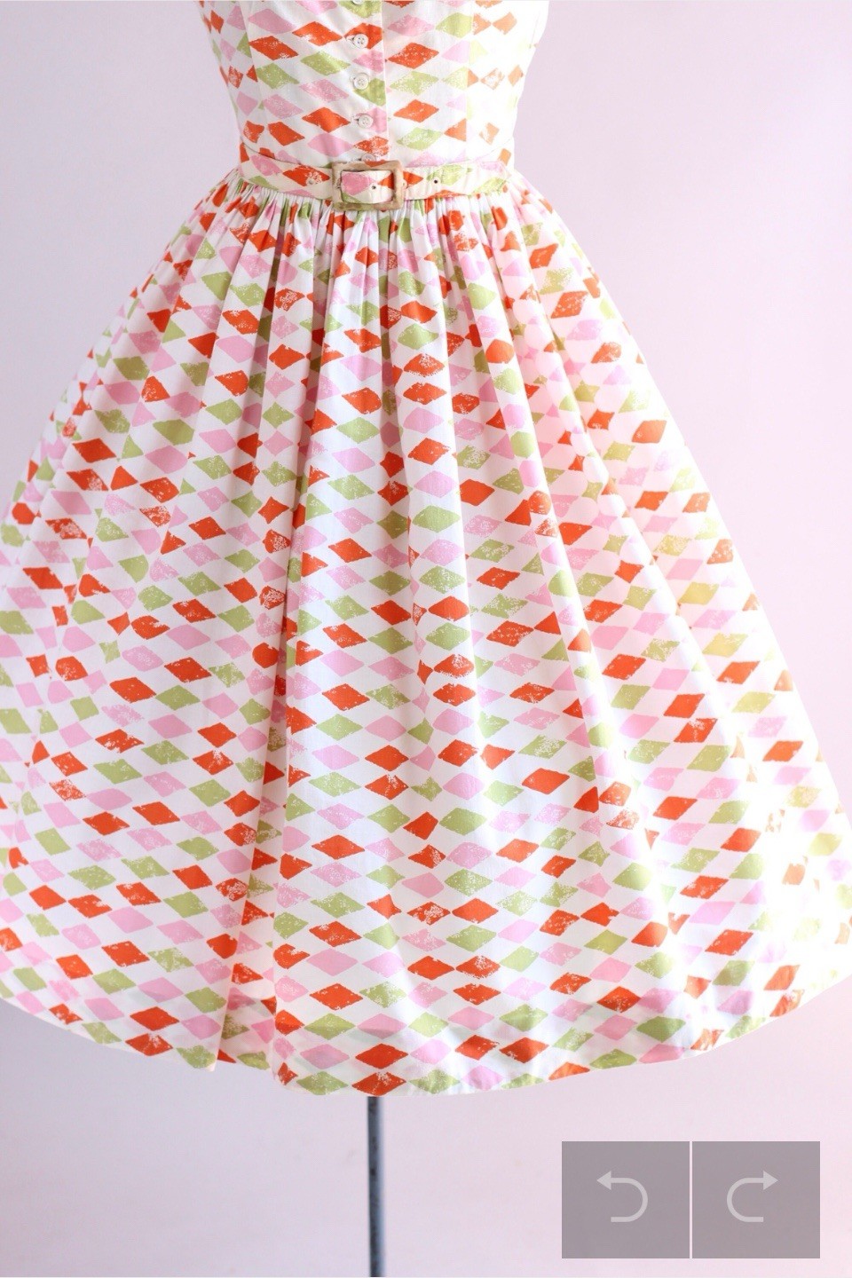 Vintage 1950s Rare Jonathan Logan Harlequin Print Dress XS/S