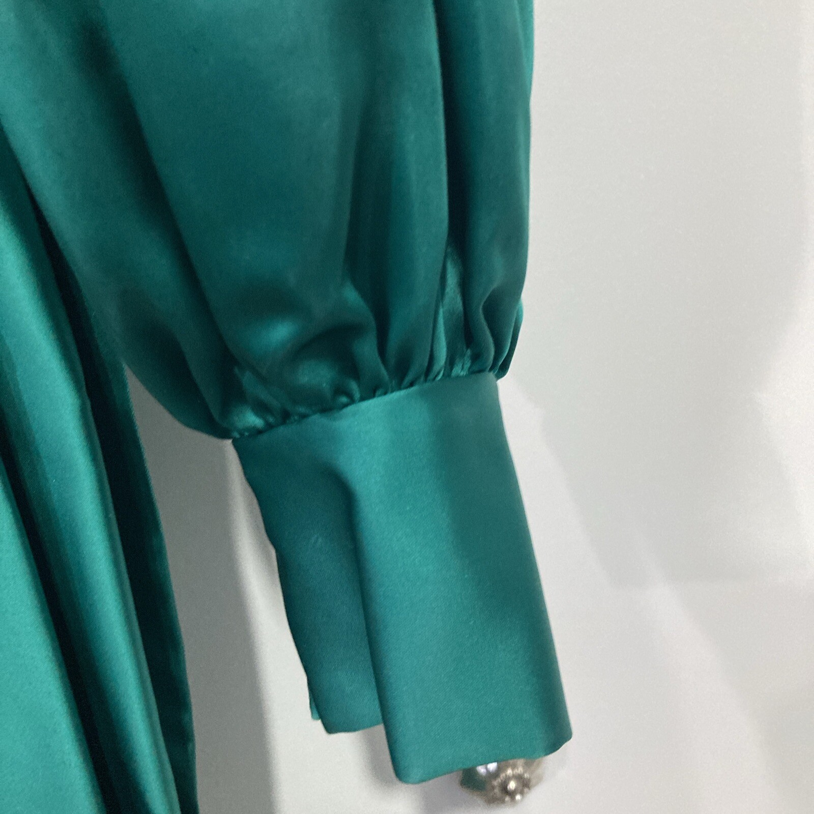 1960s Teal Green Emerald Embroidered Silk Dress Size 10 Charlottes-West Of Akron