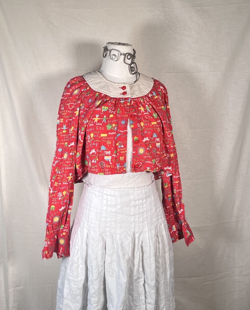 Vintage 60s 70s Denise Are Here School Teacher Button Top Flowy Cardigan