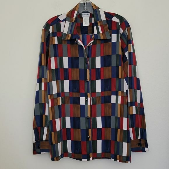 Bonworth Vintage Multicolor Geometric Print Blouse M