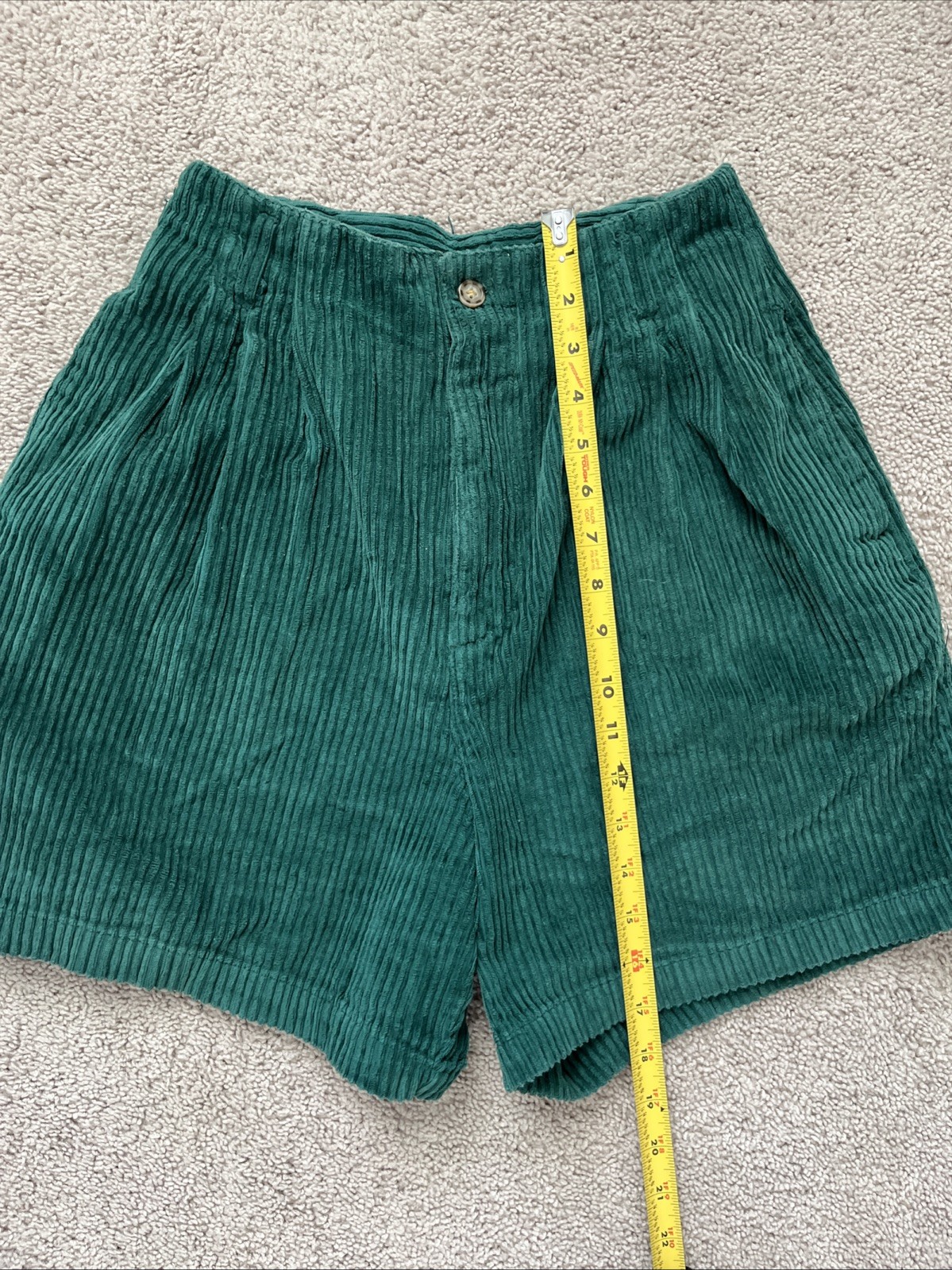 Copper Key Vintage Green High Waisted Pleated Corduroy Shorts Junior 7 Cotton