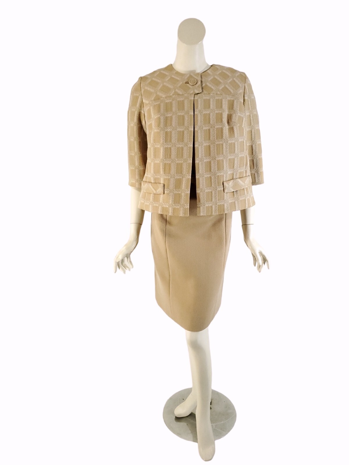 Vintage 70s Dress, Jacket and Belt Set – 1970s Double-knit Dress Suit – med, lg