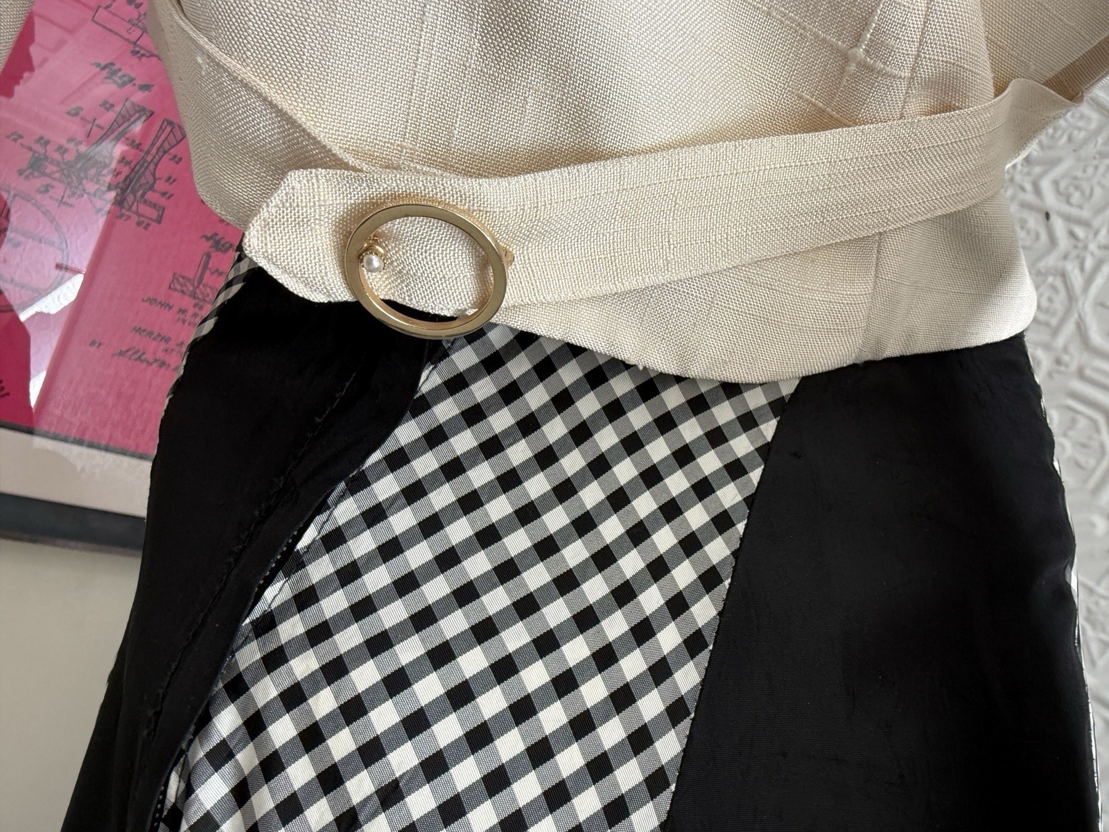 vintage 1980s silk jacket white rainbow designer cropped minimalist tailored S