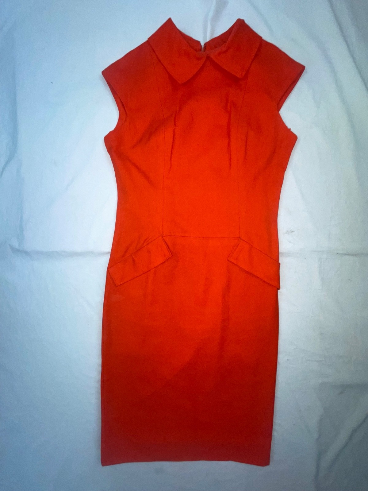 VTG 60S 70S WOMENS S ORANGE DISCO GOGO RETRO COTTON SLEEVELESS DRESS