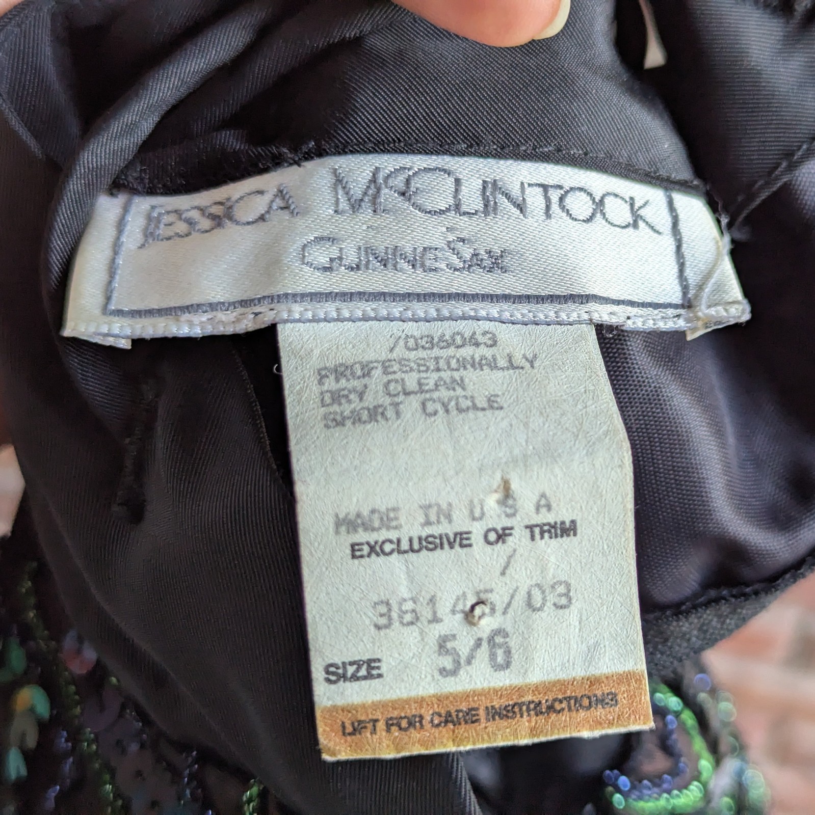 GUNNE SAX Jessica McClintock Sequin Dress Mini Chevron 5/6 XS Sparkle Glam Vtg