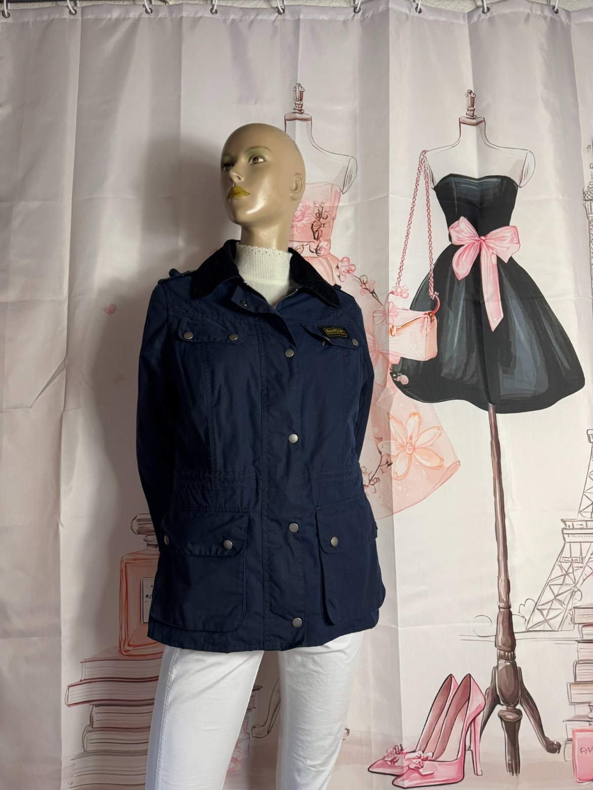 Barbour International Ladies Navy Jacket UK14 EU40 Heritage Utility Jacket