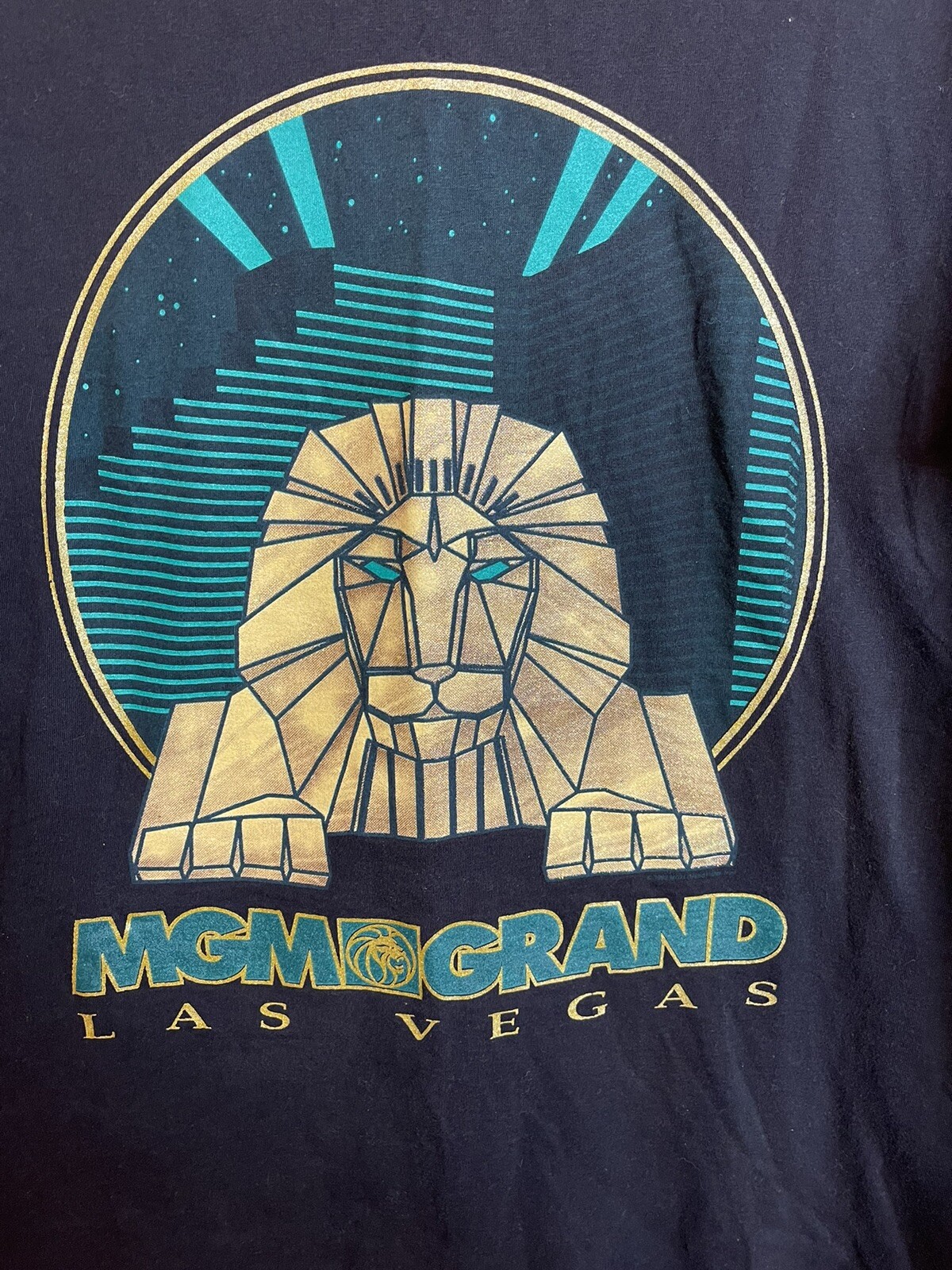 Vintage 1993 MGM Grand Las Vegas USA Made Black Gold Lion Shirt – Adult Large