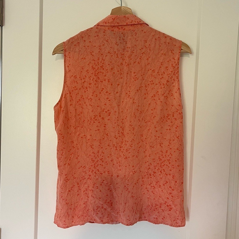 Jones Wear Essentials 100% Pure Silk Vintage Sleeveless Collared Button Peach 🍑