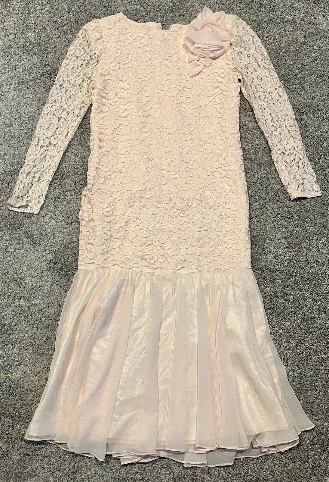 Vintage Scott McClintock Blush Pink Dress Lace Drop Waist Size 8 Pretty In pink!