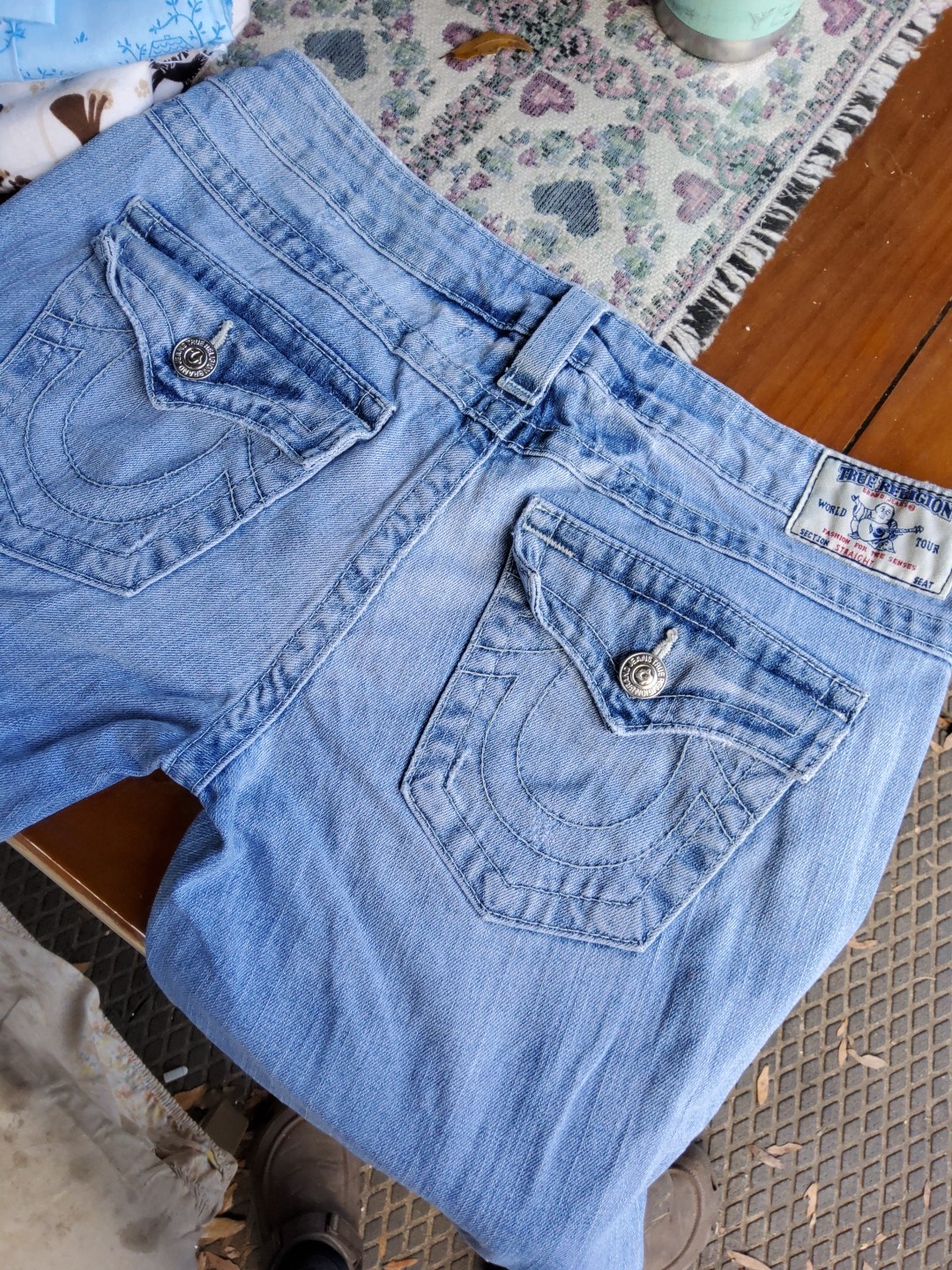 Vintage True Religion Jeans 30&Prime;x 27.25&Prime; Straight Fit Blue Denim Made In USA