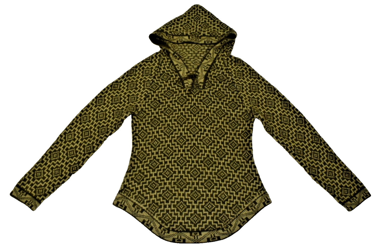 Vintage Womens Alpaca Wool Sweater Size XS/S Y2K Olive Green Geometric Hoodie