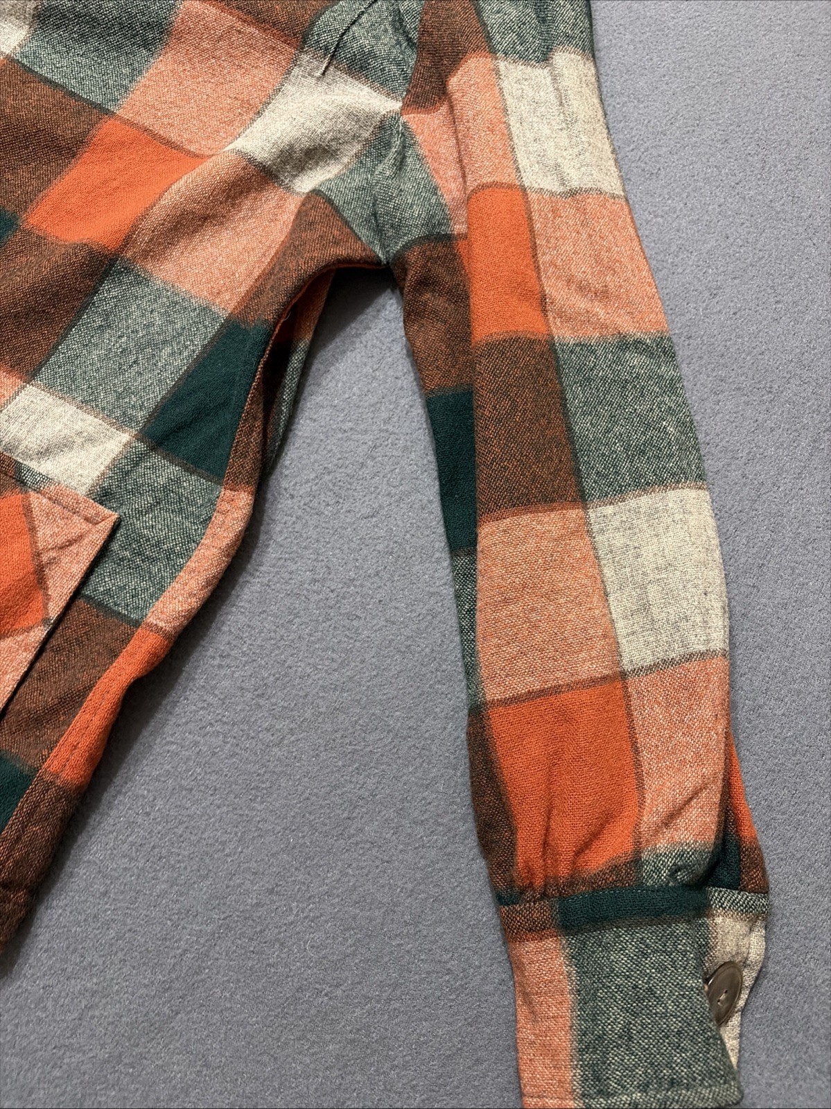 Vintage 50s Pendleton 49er Wool Rare Autumn Orange Green Plaid Chore Coat LG