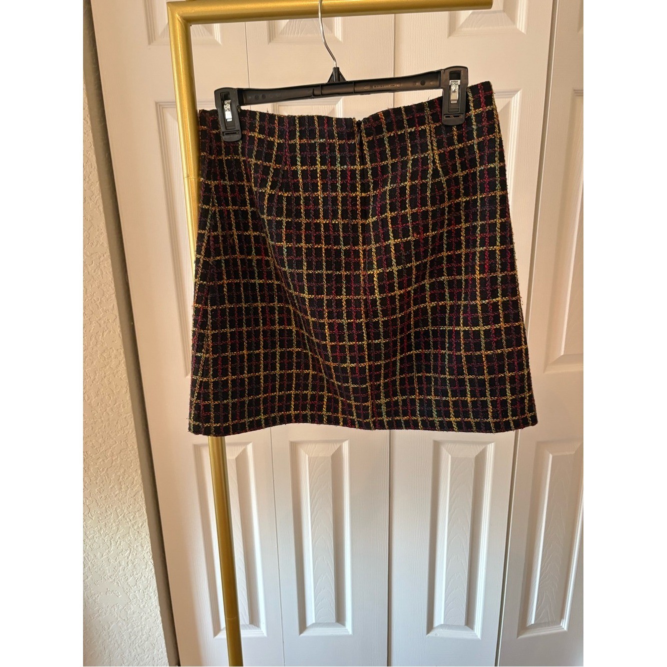 Anthropologie Hutch Tweed Windowpane Skirt Size SP Mini Plaid Old Money