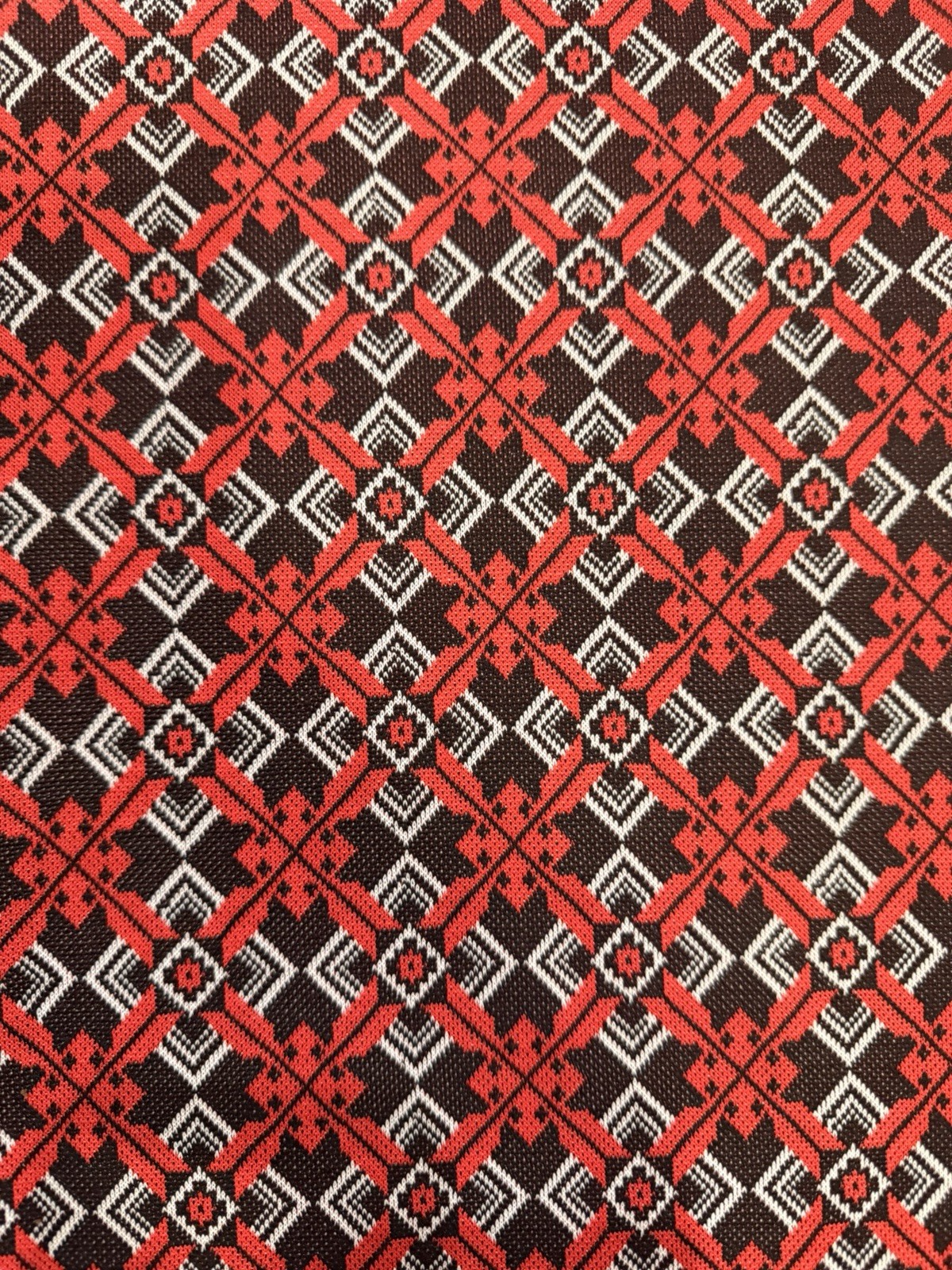 Vintage 1970’s Pants Women’s Black & Red Geometric Pattern Bell Bottoms Med/Lg
