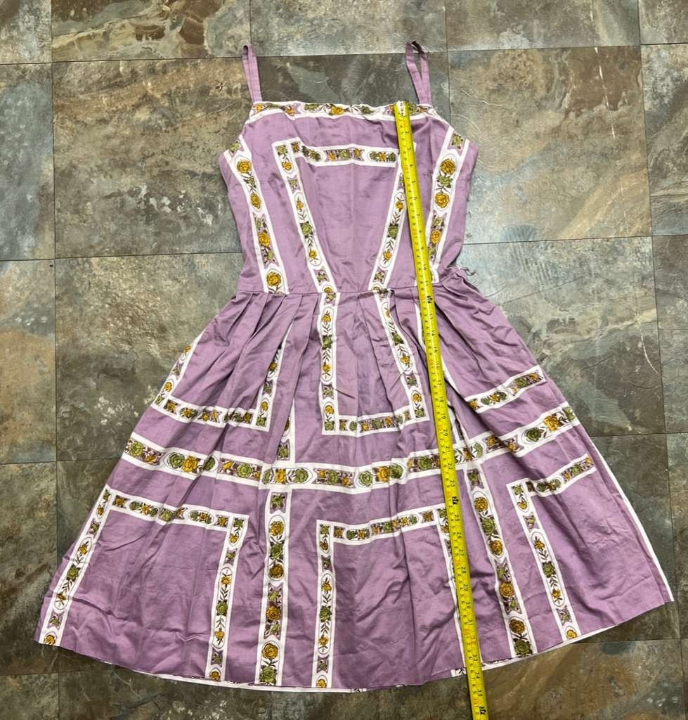 Vintage50’s L Aiglon Floral Print Sleeveless Dress, Lavender/Purple, Pleated