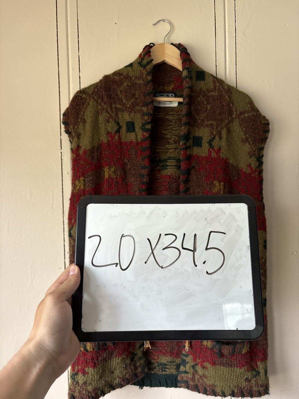 Vintage Harold’s 100% Wool Hand Framed Vest Made In Hong Kong