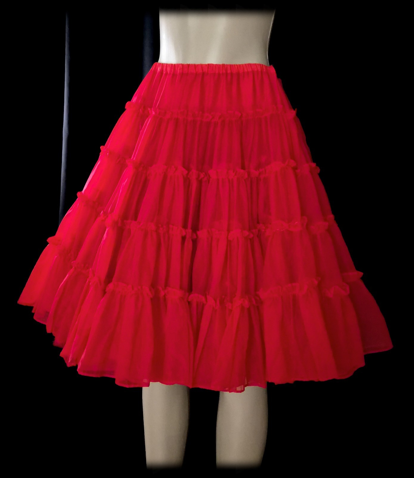 Vintage NITA SMITH Square Dancing SKIRT Red Crinoline PETTICOAT Full Circle L/XL