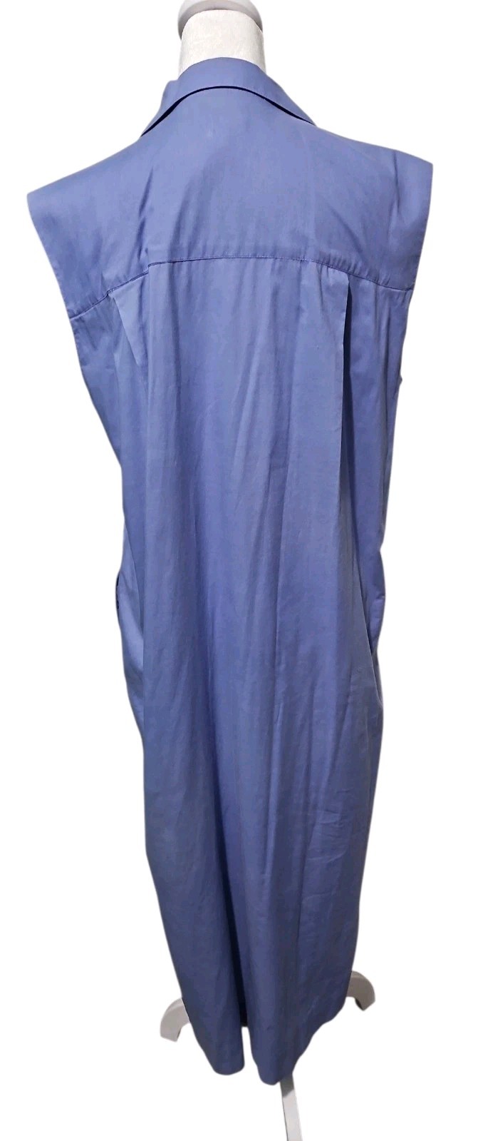 VTG Laura Ashley Sz 12 Blue Cotton Shirt Dress Midi Button Front Minimalist
