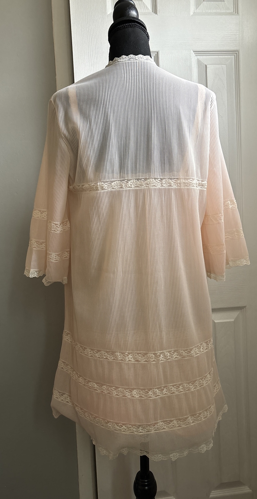 Vintage Van Raalte Gown Robe Set Double Chiffon Lace Medium Babydoll Peignoir