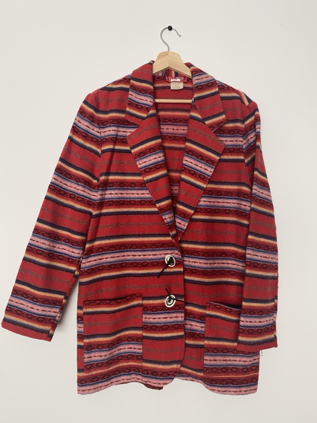 Vintage 90s Southwestern Ivy Wear Striped Blazer Sport Coat Size Medium