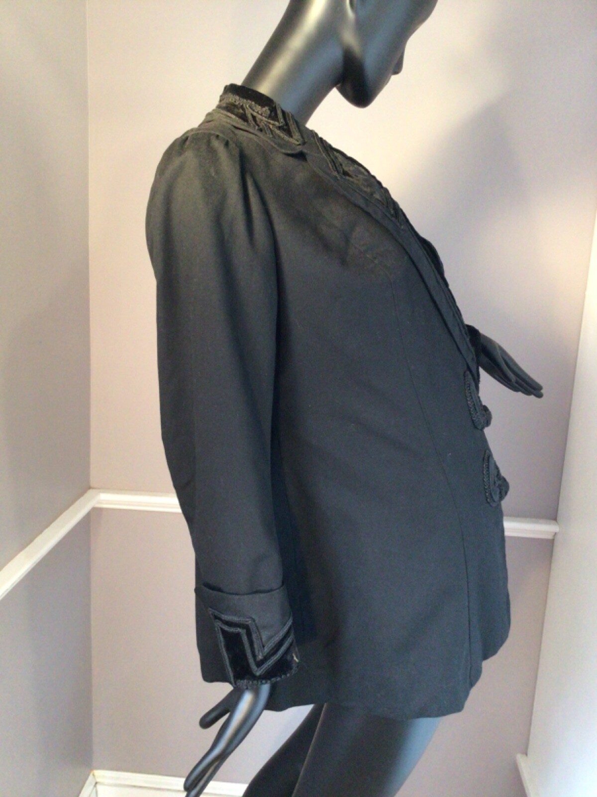 Authentic Philadelphia 1910 Suffragette FINE Wool Jacket velvet trim (E50)