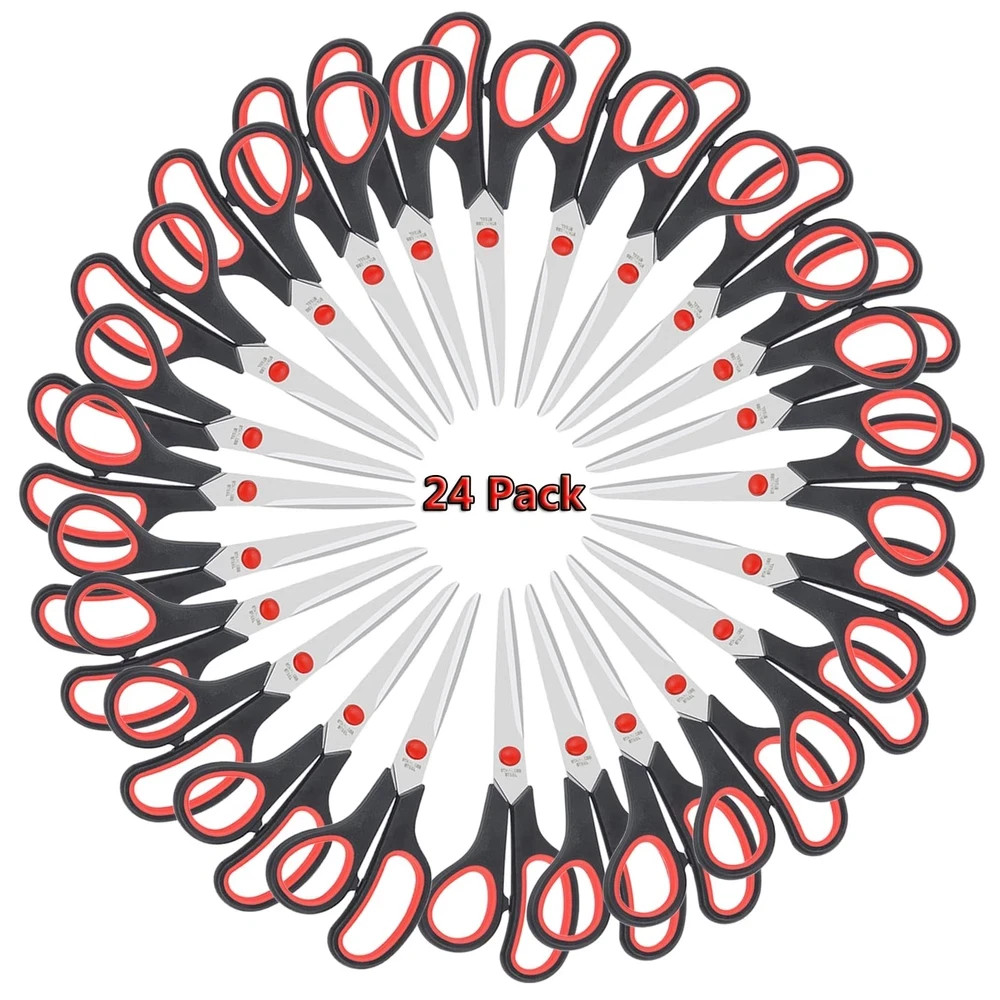 Heavy Duty 8-inch All-Purpose Scissors – 24 Bulk Pack for Office, Home, Craft