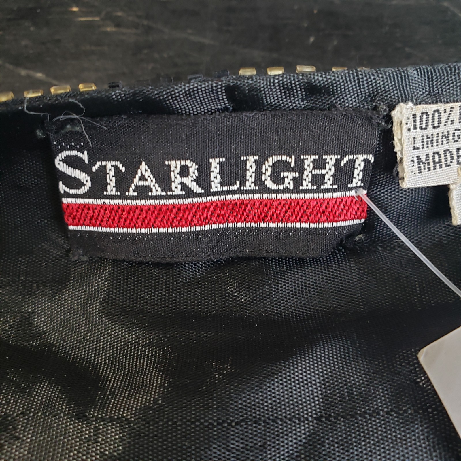 Vintage Starlight Evening Jacket XXL Black Silk Gold Beading Embroidery Handmade