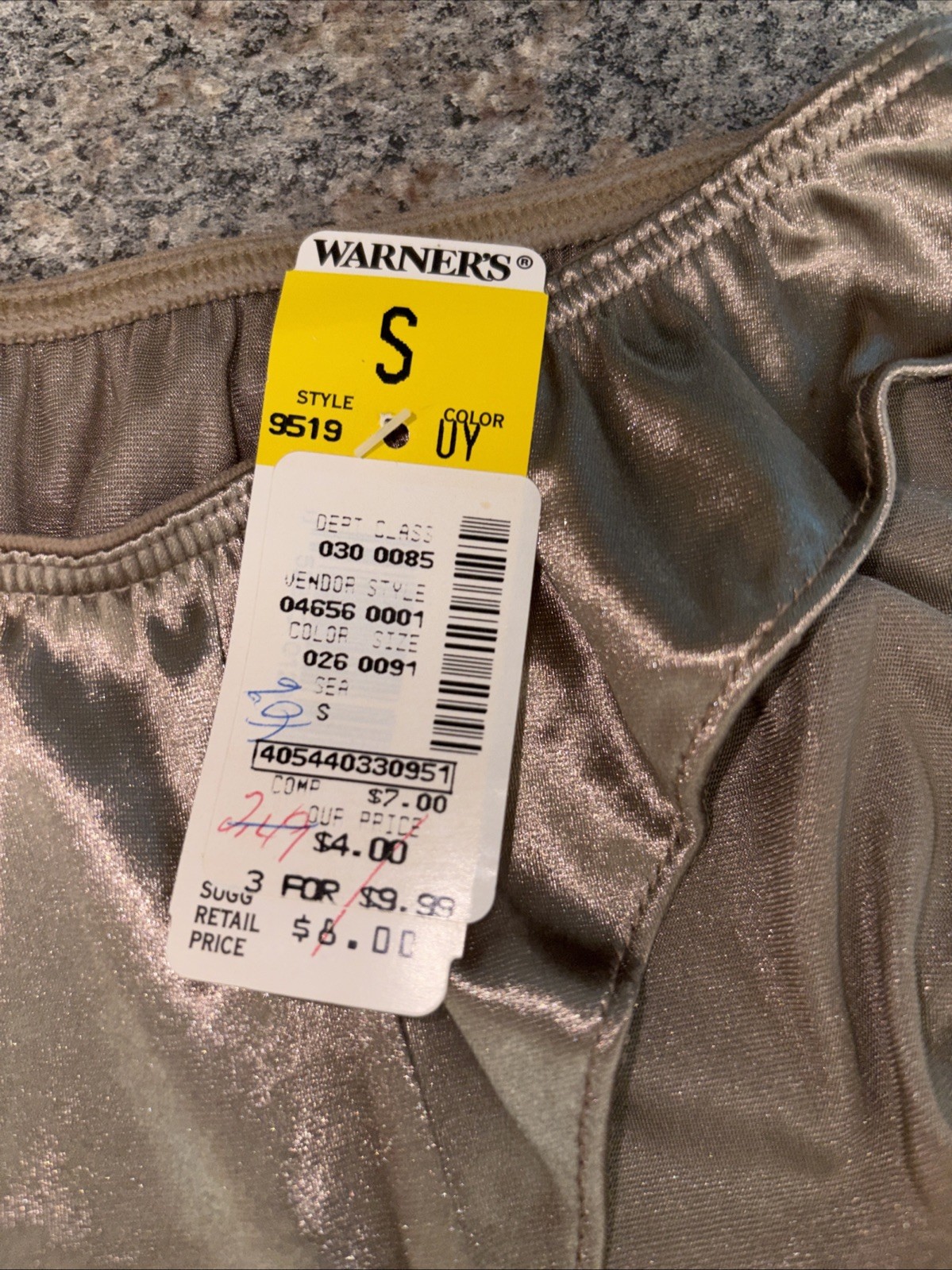 NWT Vintage Warner’s SHINY stretch Satin hi-cut Panties Small Nylon Champagne