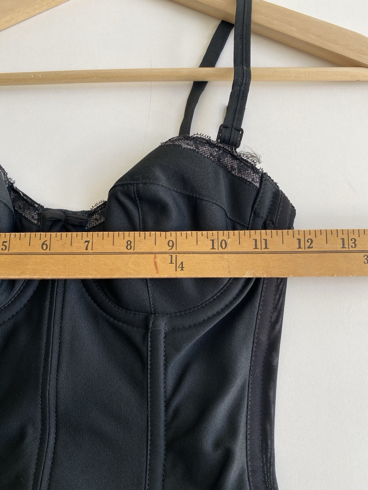 Vintage Lady Marlene 32B Slip Built In Bustier shape Lingerie Black