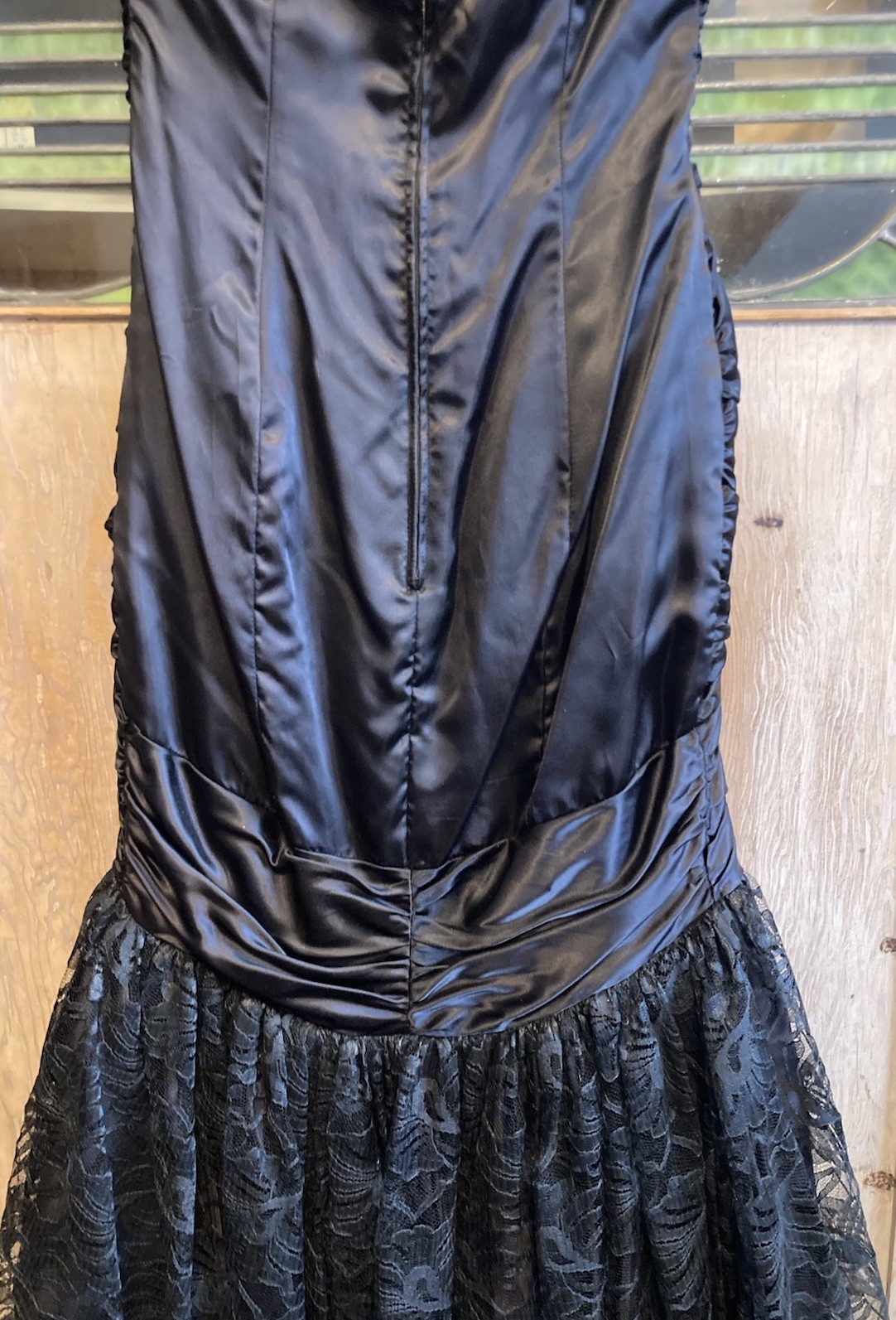 Vtg ZUM ZUM Strapless Dress Mermaid Lace Sequin Beaded Satin Formal Prom – AS IS