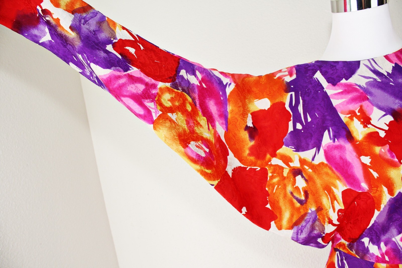 Fairy Romantic VTG 80s Party Dress Sz S Multicolor Abstract 3/4 Sl Dopamine #03