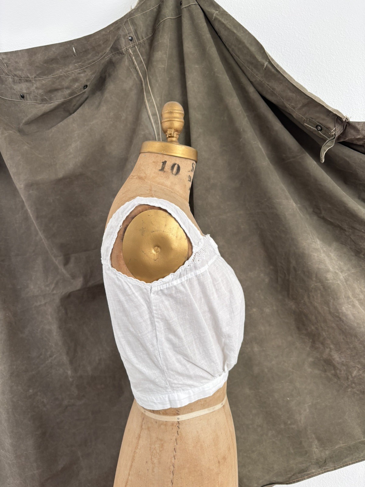 Antique Edwardian Linen Under Bodice Corset Top 1900s 1910s