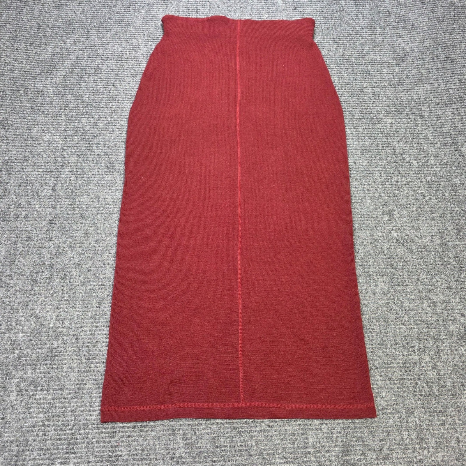 Vintage Nipon Studio Knit Column Midi Skirt Women&rsquo;s Size M Burgundy Wool Blend