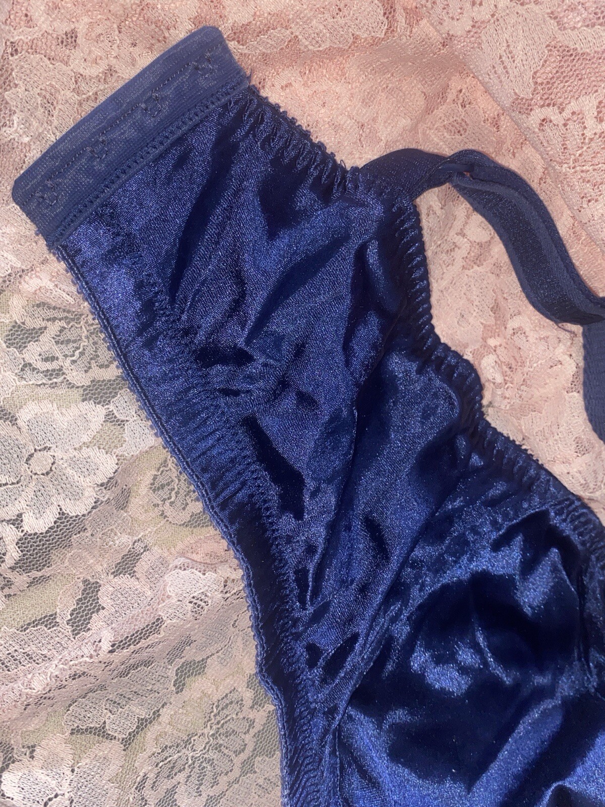 VTG NYLON SEARS 38DD LIQUID BLUE SECOND SKIN Shiny NO Uw GLAM SISSY BRA T SHIRT