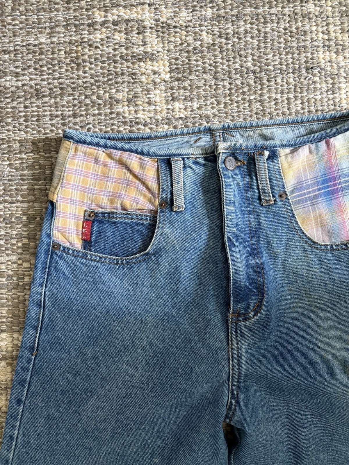 Vintage 1990s L.e.i. plaid patchwork jeans