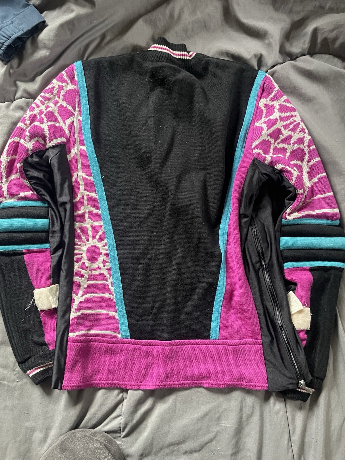 VTG Wool Spyder Padded US Ski Team Sweater Sweatshirt Purple Orange Green Web XS