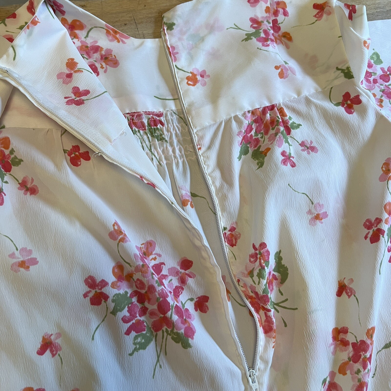 Vintage 60s 70s Pink Floral Kawaii Dress W/Matching Headband Cottagecore XS 0/ 2