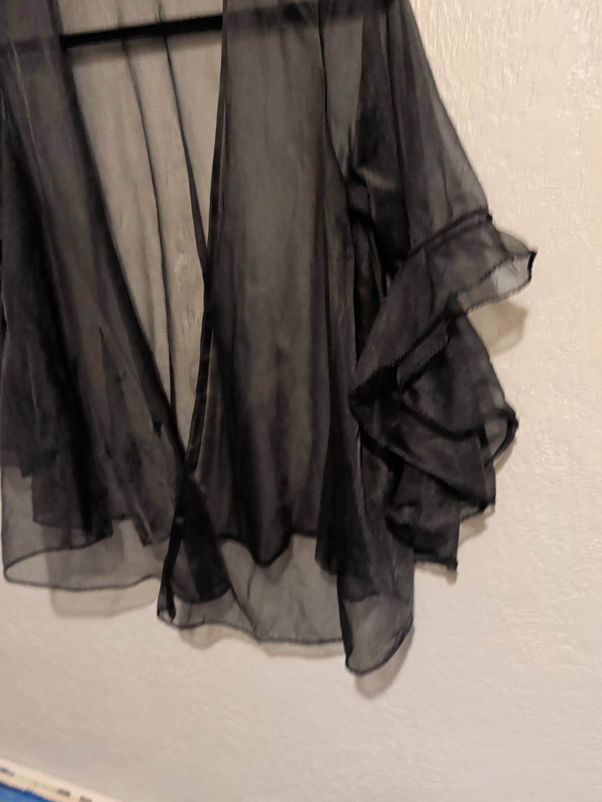Vtg Black Bed Jacke Sheer Chiffon Sleeves Lingerie Unbranded Sm/Med Rockabilly