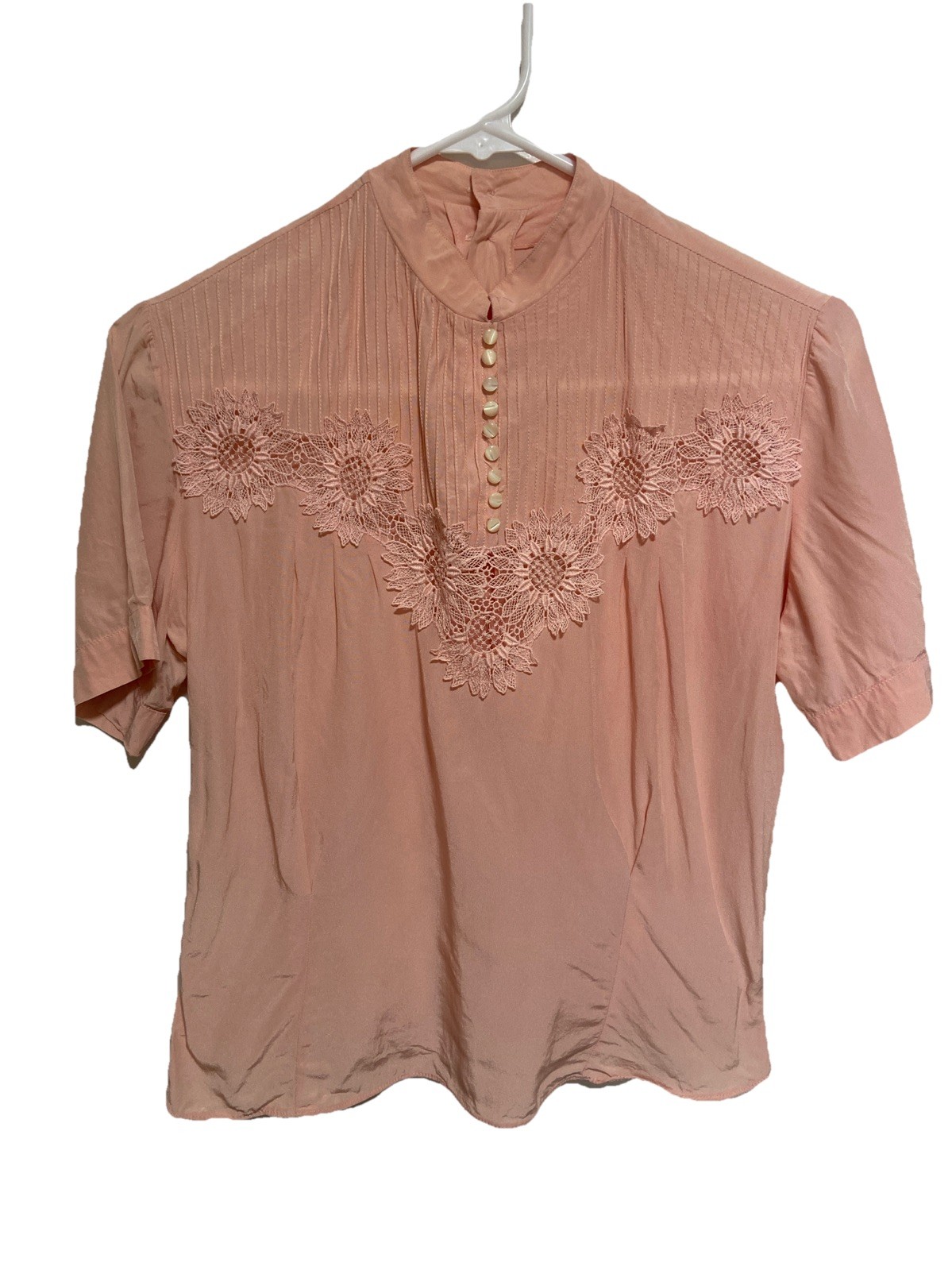 Vintage Silky Pink Judy Bond Blouse Size Small See Measuring.